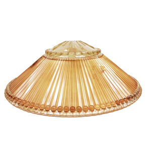 15" Art Deco Semi Flush Mount Peach Ribbed Glass Light Shade Heavy 40 50s Atomic